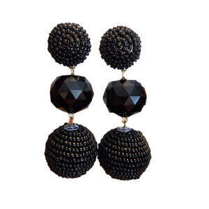 P190. Anita K  Handmade Designer Black Ball Earring